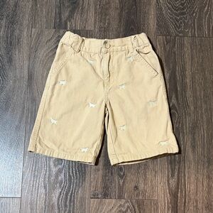 Kids Tan Shorts with Embroidered Design